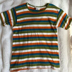 Striped T-Shirt - Green, Orange, White